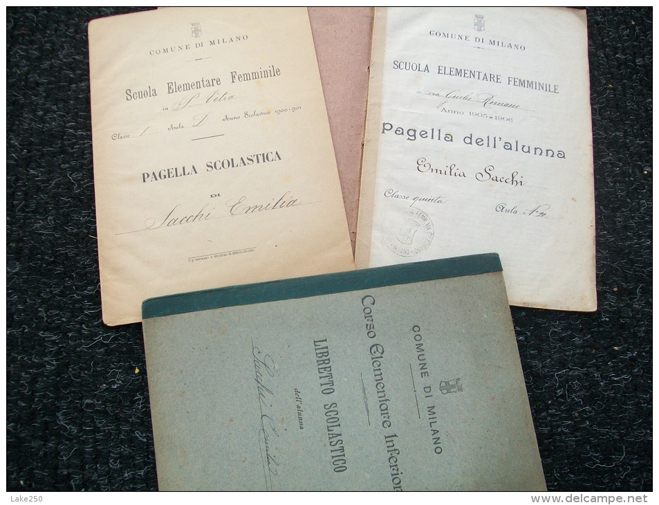PAGELLA  3 Pagelle Di Scuola Elementare Femminile 1900+1901+1905 Di SACCHI E. - Diploma & School Reports