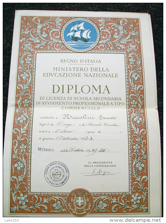 DIPLOMA SCUOLA SECONDARIA AVVIAMENTO PROFESSIONALE TIPO COMMERCIALE - Diplômes & Bulletins Scolaires