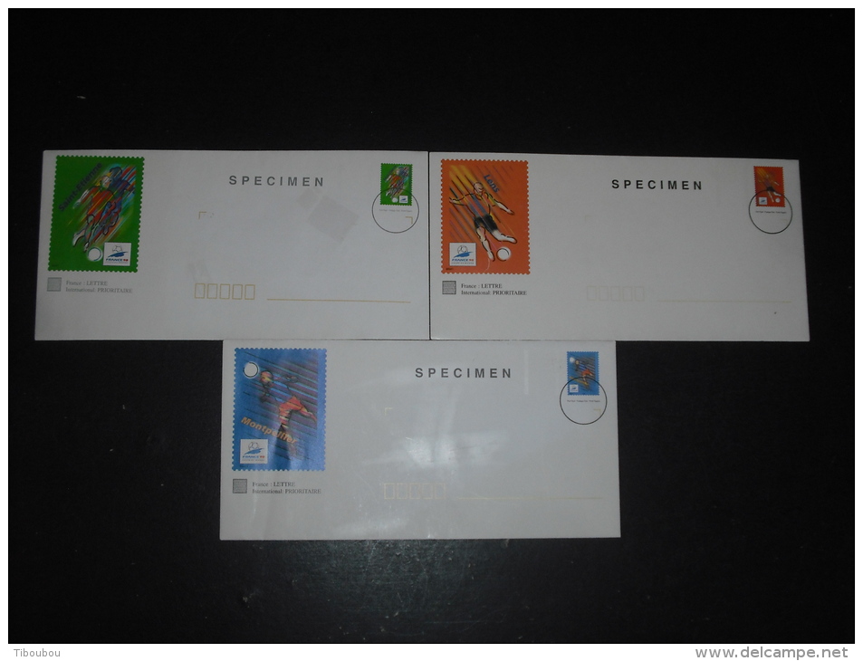 FRANCE LOT SPECIMEN 3 PAP FRANCE 98 - SPORT FOOTBALL SAINT ETIENNE MONTPELLIER LENS - - Specimen