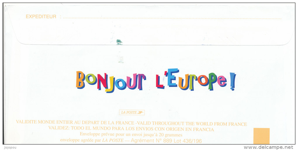 PAP - Bonjour L'Europe - - Enveloppe Illustrée Avec Carte- N° 889 Lot 436/196 - Prêts-à-poster:Stamped On Demand & Semi-official Overprinting (1995-...)