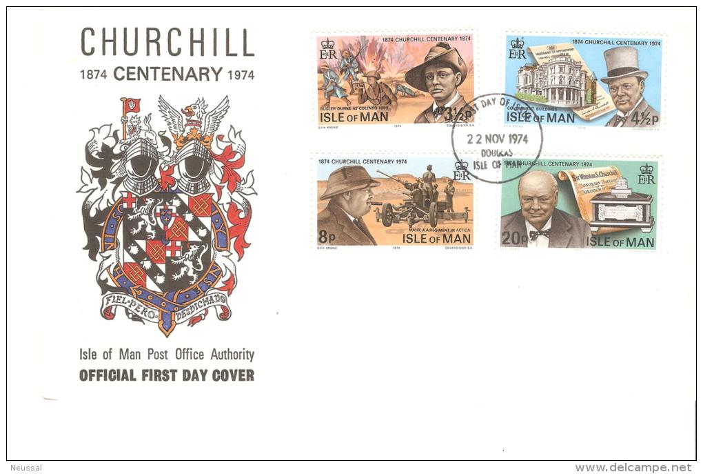 Carta Con Sellos Dechurcill  Isla De Man - Sir Winston Churchill
