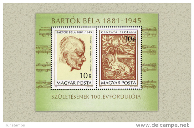 Hungary 1981. Béla Bartók Sheet MNH (**) Michel: Block 148A / 6.50 EUR - Unused Stamps