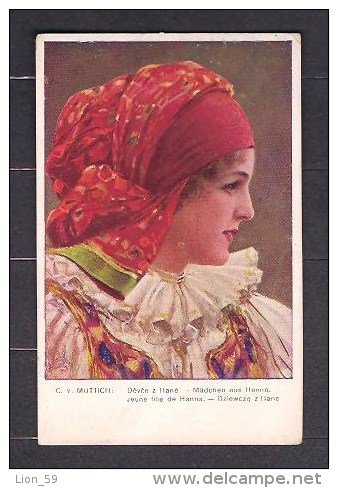 131134 / Artist C.V. MUTTICH - MADHEN AUS HANNA , REGIONAL COSTUME - KVKV 258 - 1 , Czechoslovakia Tchecoslovaquie - Muttich, C.V.