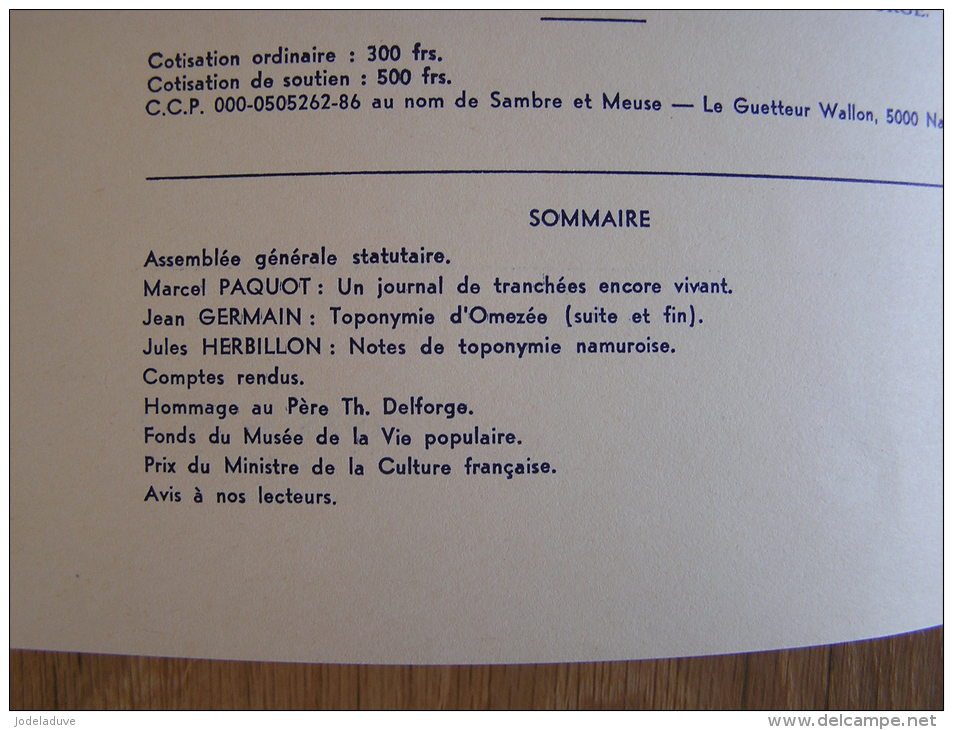 LE GUETTEUR WALLON N° 1 De 1975 Toponymie Omezee & Namuroise  Namur Journal De Tranchées Père Delforge - Belgium