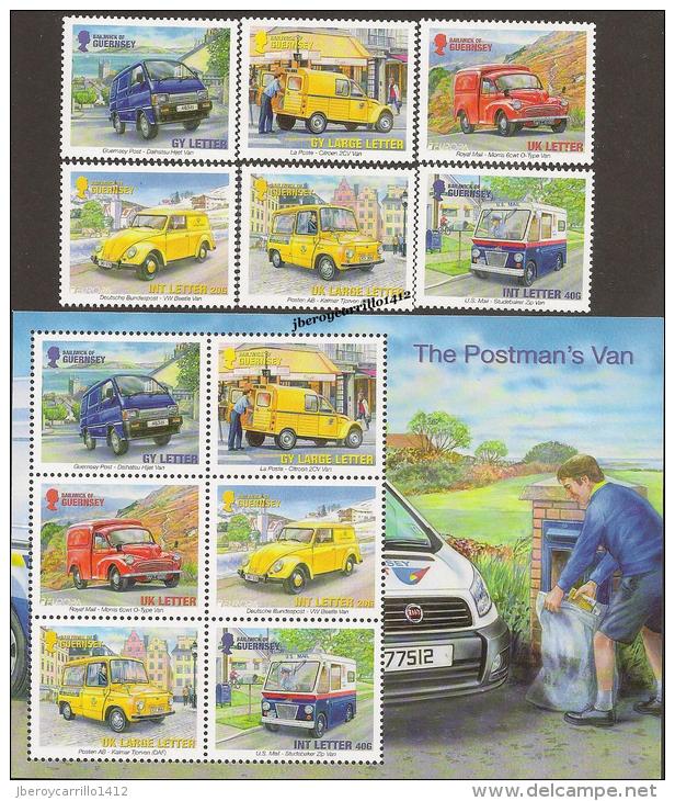 GUERNSEY - EUROPA 2013 -TEMA ANUAL "THE POSTMAN VAN". - SERIE De 6 V. + HOJA BLOQUE - 2013