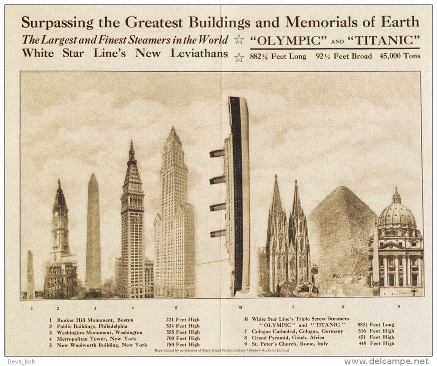 Steam Ship RMS Titanic Olympic Advert Flyer Size Height - Replica - Sonstige & Ohne Zuordnung