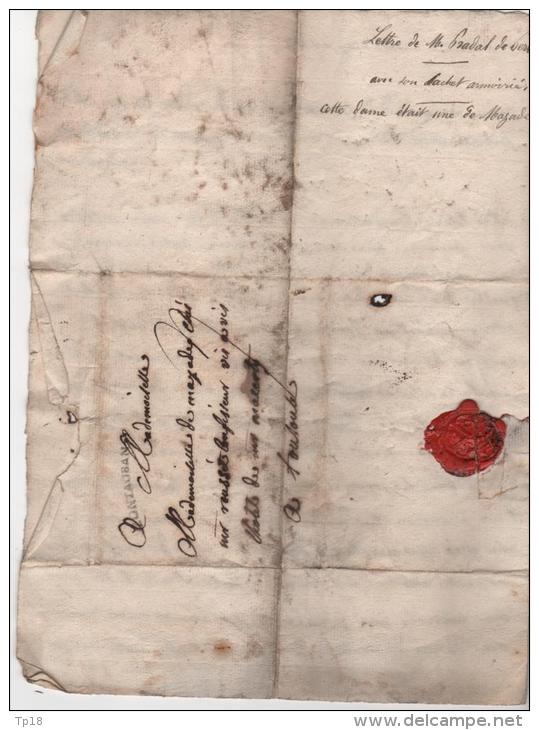 Lettre De 1782  Montauban Toulouse  Avec Cachet Cire Armoirié - Manuscrits