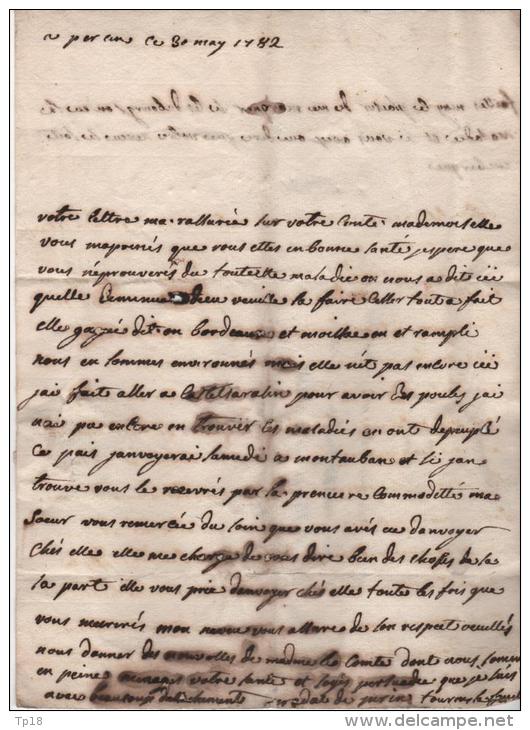 Lettre De 1782  Montauban Toulouse  Avec Cachet Cire Armoirié - Manuscrits