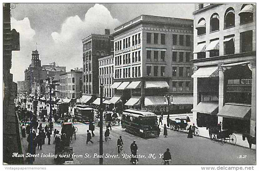 203973-New York, Rochester, Main Street Looking West From Saint Paul Street, American Publicity Co No R-27 - Rochester