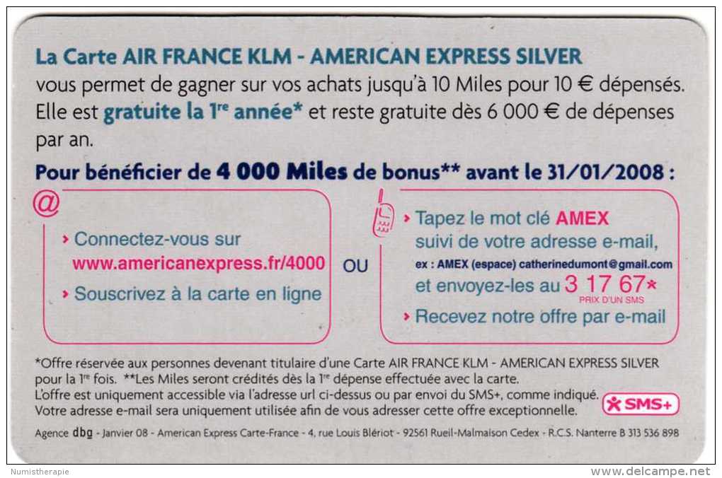 KLM Air France Flying Bleu : American Express : Carton Pour Pub 2007 - Autres & Non Classés