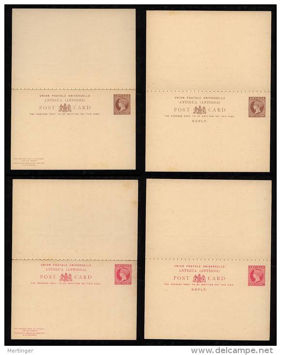 Antigua Ca 1900 2 Reply Postal Stationery Mint - 1858-1960 Colonia Británica
