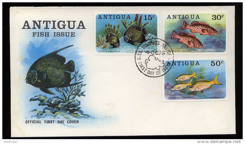 Antigua 1976 FDC Cover FISH FISHES FISCH - 1960-1981 Autonomie Interne