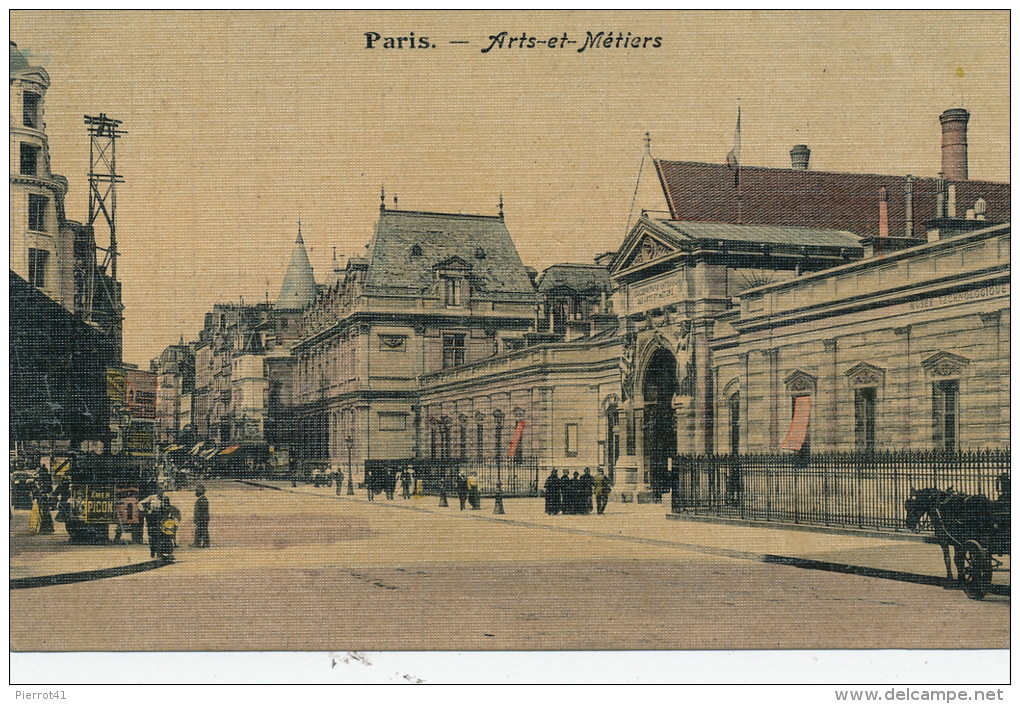 PARIS - ARTS ET METIERS (belle Carte Toilée Avec Animation) - Enseignement, Ecoles Et Universités