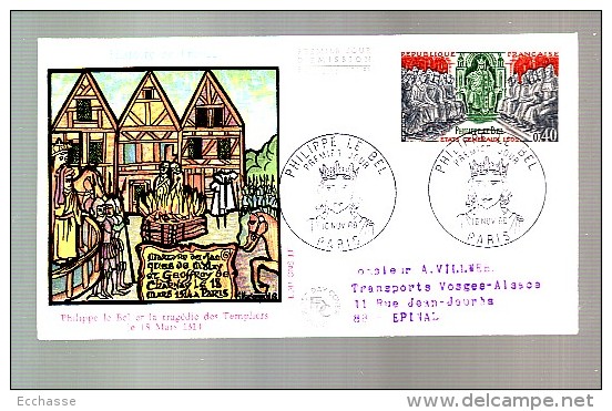 Enveloppe Premier Jour 1er Fdc Philippe Le Bel 1968 Paris - 1960-1969