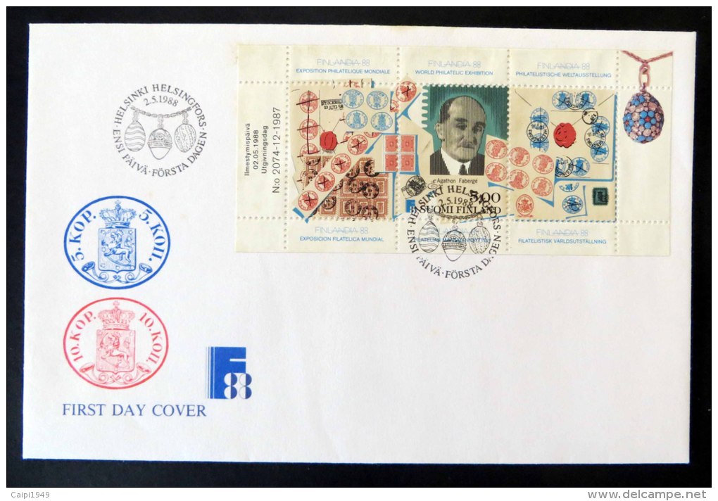 Finlandia 88, H-Blatt Auf Blanco-FDC - Lettres & Documents