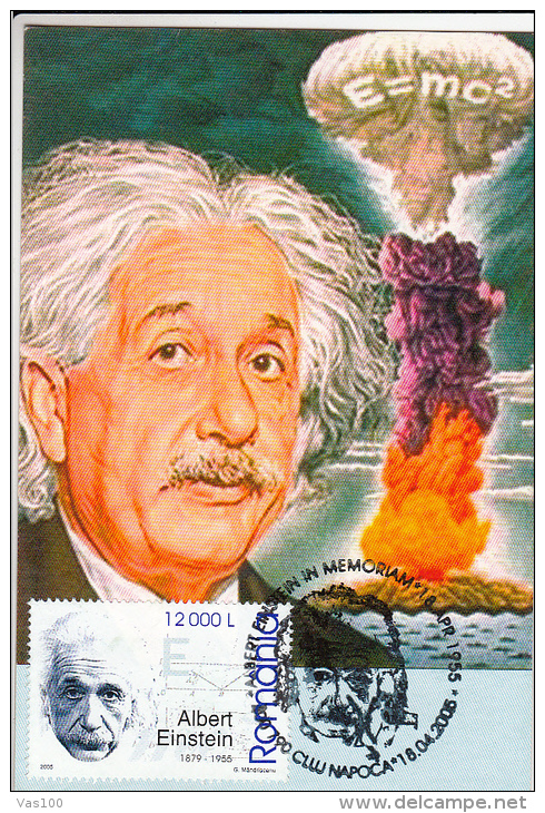 ALBERT EINSTEIN, PHIZICIST, CM, MAXICARD, CARTES MAXIMUM, 2005, ROMANIA - Albert Einstein
