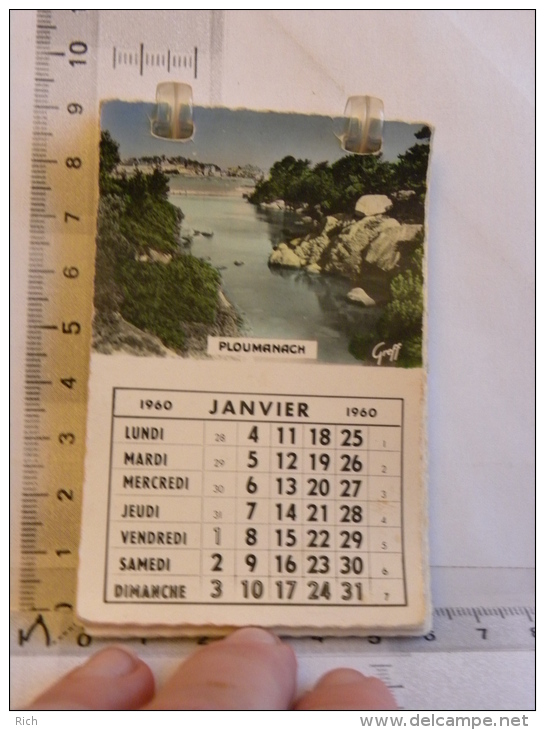 (56) Morbihan, Calendrier 1960, 12 Vues Ploumanach, Perros Guirec, Trégastel, Trebeurden, Tréguier, Saint Brieuc, Bréhat - Petit Format : 1941-60