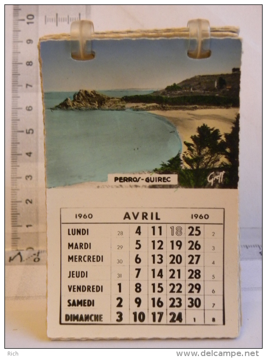 (56) Morbihan, Calendrier 1960, 12 vues Ploumanach, Perros Guirec, Trégastel, Trebeurden, Tréguier, Saint Brieuc, Bréhat