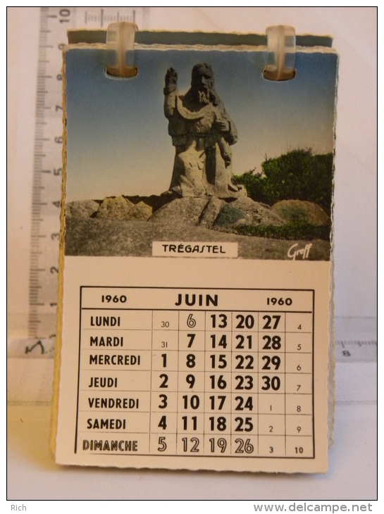 (56) Morbihan, Calendrier 1960, 12 vues Ploumanach, Perros Guirec, Trégastel, Trebeurden, Tréguier, Saint Brieuc, Bréhat