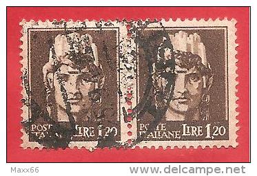 ITALIA LUOGOTENENZA - COPPIA USATO - 1945 - Imperiale Senza Fasci, Emissione Di Roma - £ 1,20 - S.532 - Used