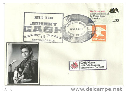 USA. Johnny Cash, Chanteur, Guitariste Et Auteur-compositeur De Musique Country Américain, Une Enveloppe Souvenir - Chanteurs