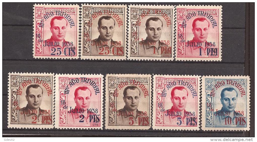 FET19-LM090TOSC.Spain Espagne  JOSE ANTONIO PRIMO DE RIBERA.lote FALANGE.1938 (Galvez 19/31*/º). RARA - Otros & Sin Clasificación