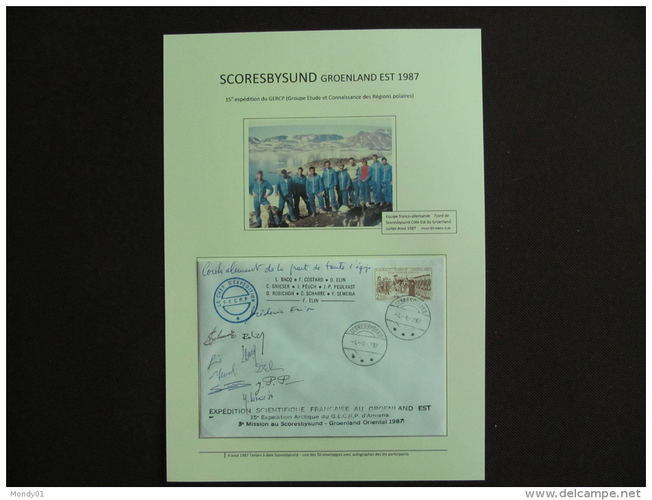 15.1 Groenland Gronland Greenland Expedition Française Arctique Polaire Polar Scoresbysund Autographe Signature GECRP - Spedizioni Artiche