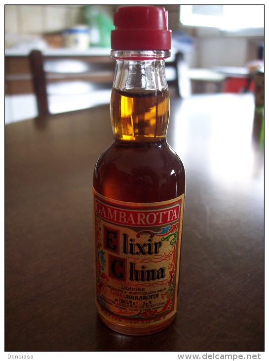 Elixir China Liquore: Bottiglia Mignon Tappo Plastica GBG Gambarotta Inga & C. Spa Serravalle Scrivia Alessandria - Alcoolici