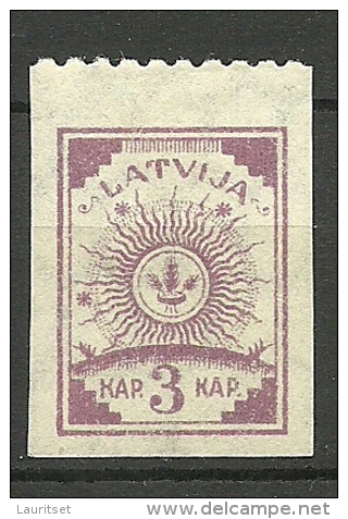 LETTLAND Latvia Latvija 1919 - Freimarke 3 Kap Einzeitig (oben) Perforiert * - Lettland