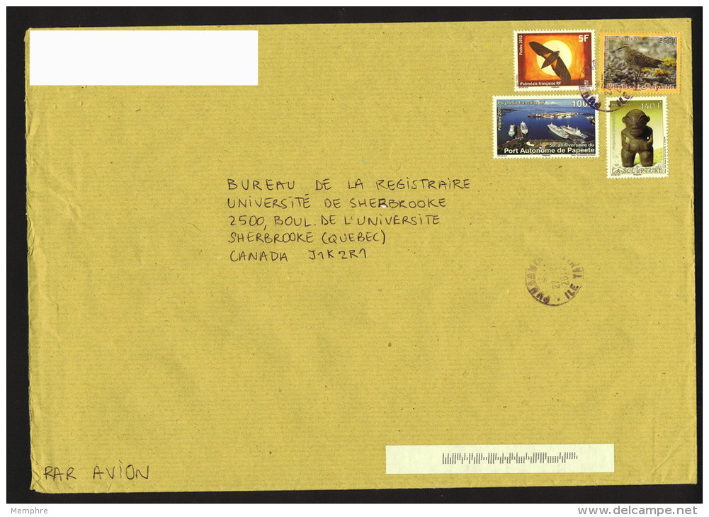 2013  Lettre    Pour Le Canada,  Port Autonome De Papeete, Sculpture, Oiseaux - Lettres & Documents