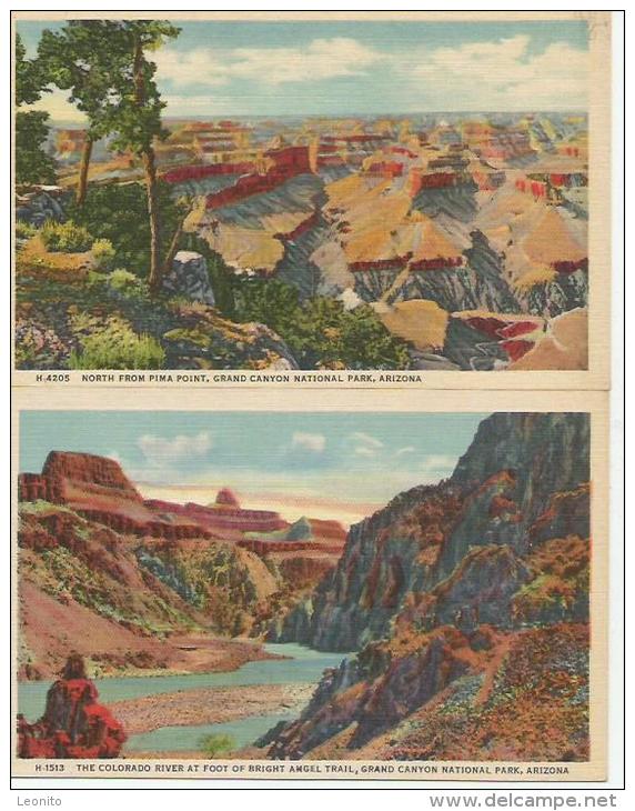 PIMA POINT And BRIGHT ANGEL TRAIL Grand Canyon Arizona USA 2 Postcards - Grand Canyon