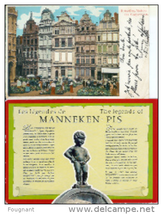 Belgique:BRUXELLES:2 Cartes:1:Les Légendes De Manneken-Pis.2:Maison Des Corporations(diamantine) - Loten, Series, Verzamelingen