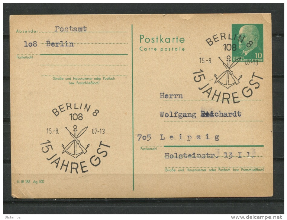 Germany 1967 (3)  Postal Stationary Cards To  Leipzig Special Cancel W.Ulbricht - Briefe U. Dokumente