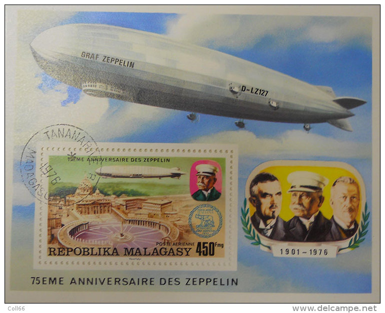 1901-1976  Graf Zeppelin D-Lz127 75 Eme Anniversaire Du Zeppelin Republika Malagasy Bon état Oblitétée  Voir Scan Dos - Autres & Non Classés