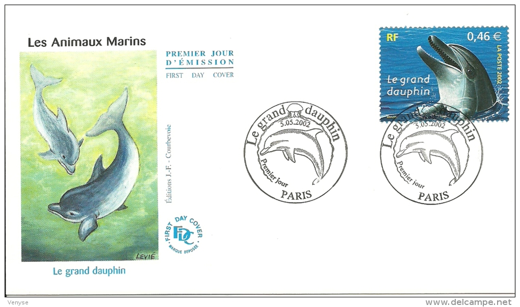 FDC  WWF  France 2002  LE GRAND DAUPHIN - Dolphins
