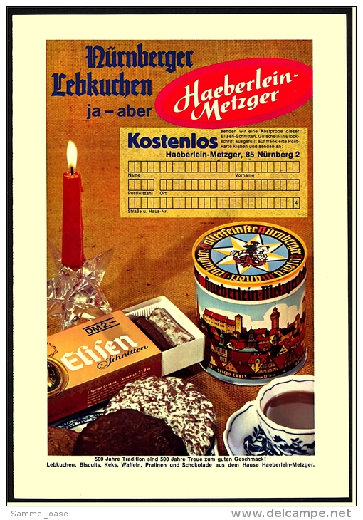 Reklame Werbeanzeige  Haeberlein-Metzger  -  Nürnberger Lebkuchen  , Von 1968 - Sonstige & Ohne Zuordnung