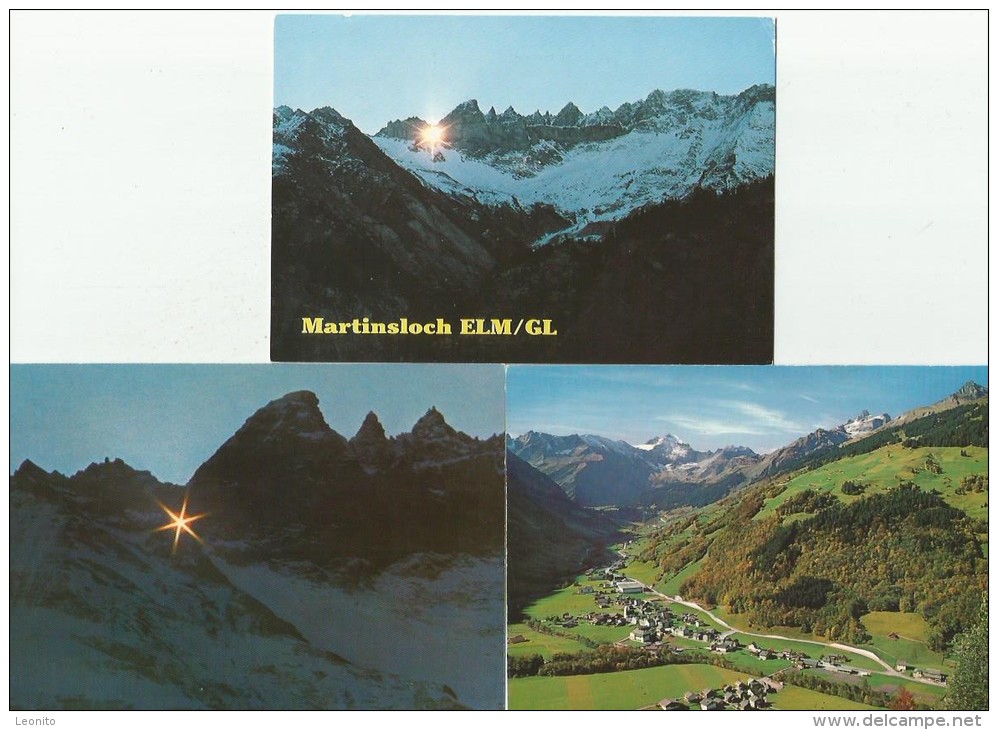 MARTINSLOCH ELM Sernftal Glarus 3 Ansichtskarten - Elm
