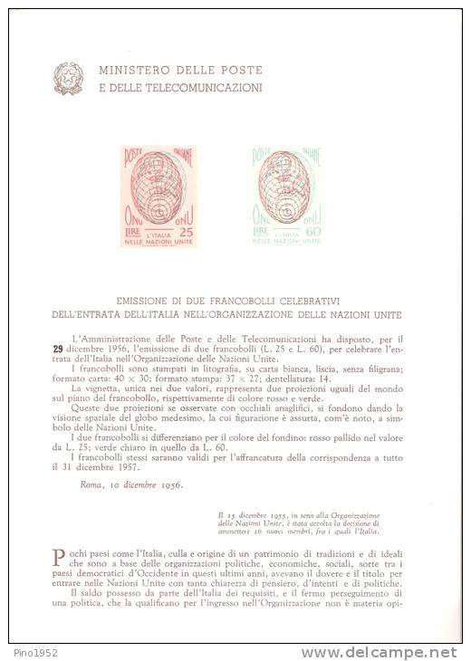 BOLLETTINO ILLUSTRATIVO ENTRATA ITALIANA ONU (con Occhialini) 1956 - Other & Unclassified