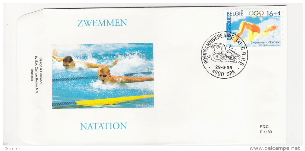 FDC De Belgique  N° 2647  Obl.  Spa  29/06/1996  JO De Athènes - Natation