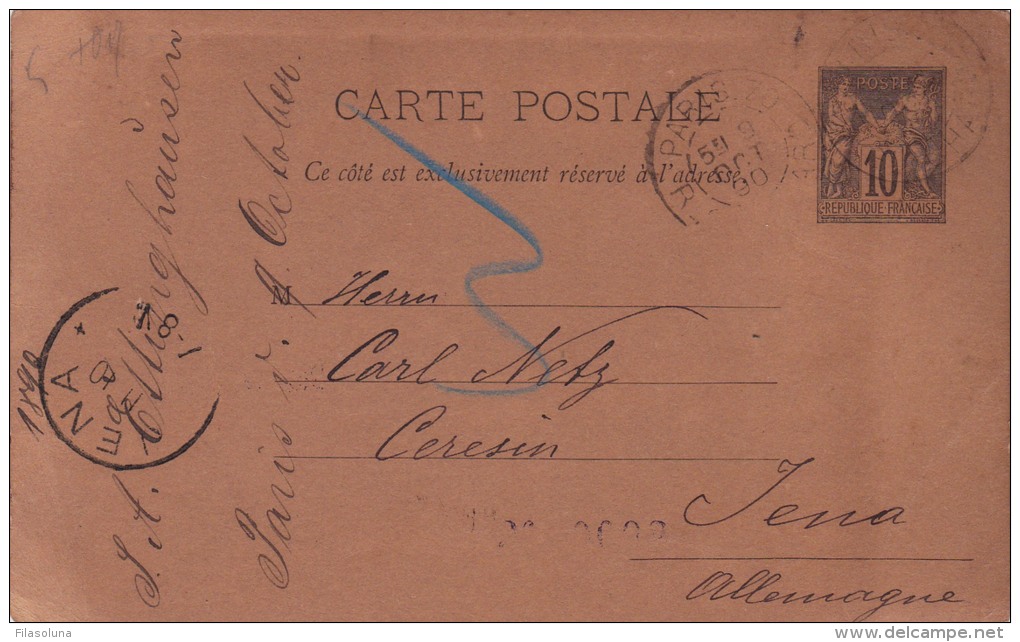 00413 Carta Postal París A Tena 1890 - Otros & Sin Clasificación
