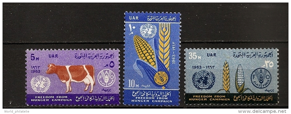 Egypte UAR 1963 N° 561 / 3 ** Campagne Mondiale Contre La Faim, Agriculture, FAO, Blé, Céréales, Vache, Maïs, Seigle - Nuevos