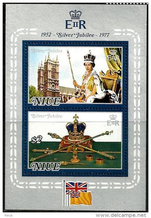 NIUE 25TH ANN. OF ACCESSION OF QEII WOMAN 1977 SET OF 2 STAMPS & M/S 2 X $1 & $2 MINT SG213-15 READ DESCRIPTION!! - Niue