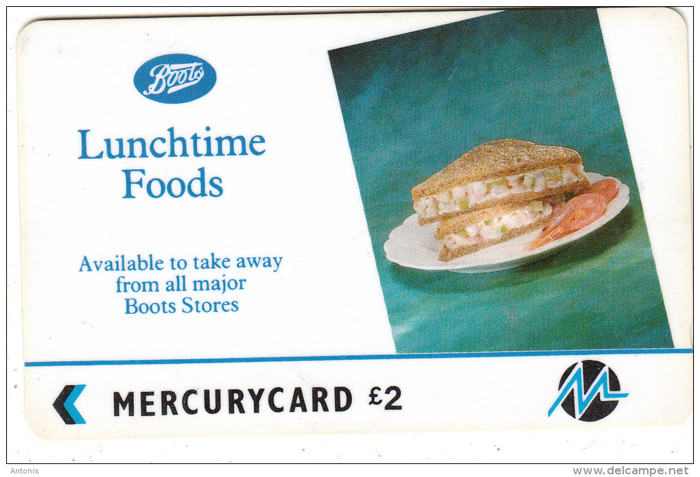 UK - Boots/Lunchtime Foods(PYBO004), CN : 1PBOD, Tirage %72215, Used - [ 4] Mercury Communications & Paytelco