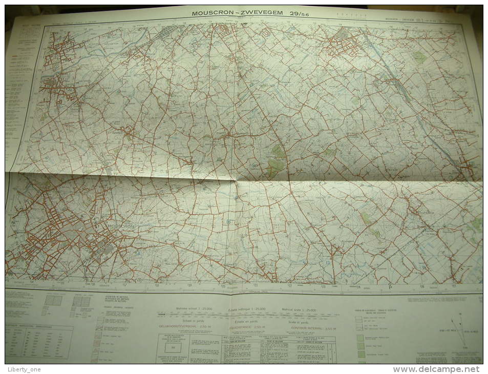 Belgie Stafkaart MOUSCRON - ZWEVEGEM 29/5-6 1/25.000 ! - Europa