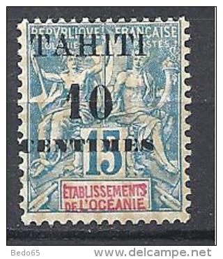 TAHITI  TYPE GROUPE SURCHARGE N° 33 TYPE 2 BARRE DU PLUS COURTE NEUF* TB - Unused Stamps