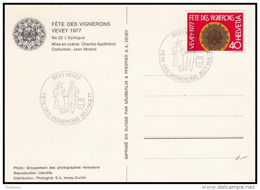 Switzerland 1977, Card, Vevey Postmark - Lettres & Documents