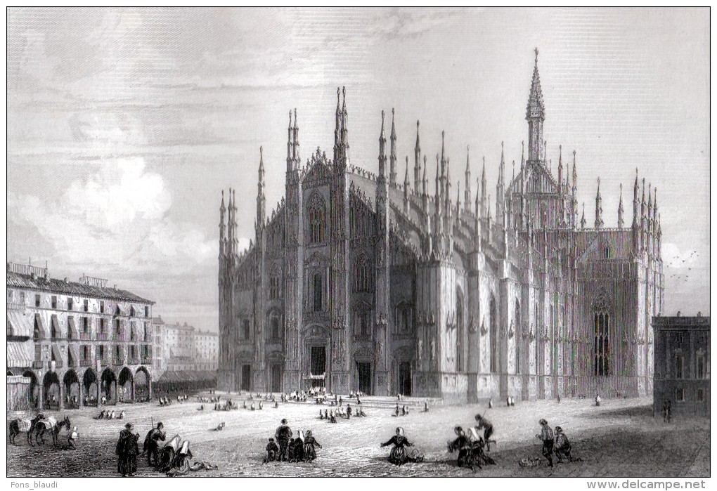 Milan - La Cathédrale - Gravure Sur Acier Originale Des Frères ROUARGUE - 1854 - FRANCO DE PORT - Prints & Engravings