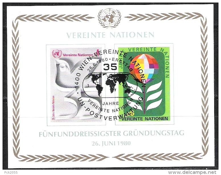 UNO Wien 1980 MiNr.12B - 13 Block 1 Ersttagsstempel  ( 660) - Used Stamps