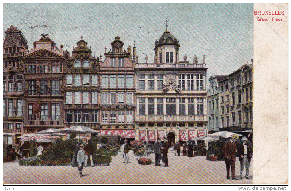 Bruxelles. - Grand´ Place.  Maison Des Corporations;  Prachtige Gekleurde Kaart Uit 1912 Naar Liège - Märkte