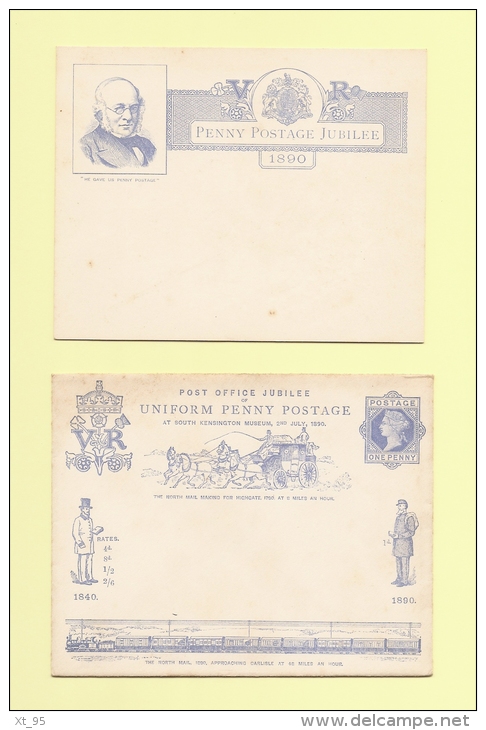 Entier Postal - 1890 - Uniform Penny Postage - Theme Train Chevaux Facteur - Luftpost & Aerogramme
